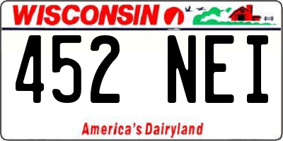 WI license plate 452NEI