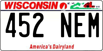 WI license plate 452NEM