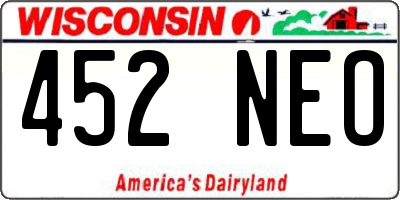 WI license plate 452NEO