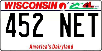 WI license plate 452NET