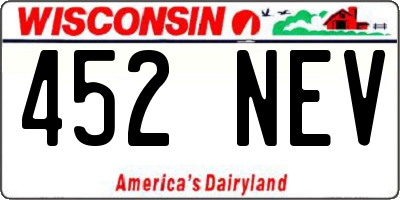 WI license plate 452NEV