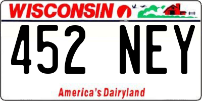 WI license plate 452NEY