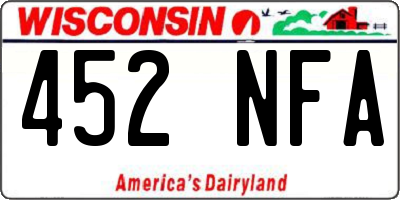 WI license plate 452NFA