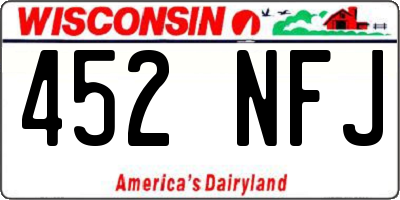 WI license plate 452NFJ