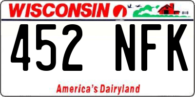 WI license plate 452NFK
