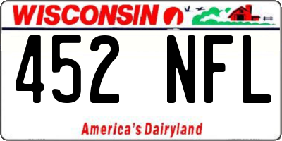 WI license plate 452NFL