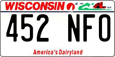 WI license plate 452NFO