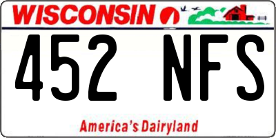 WI license plate 452NFS