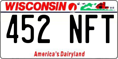 WI license plate 452NFT