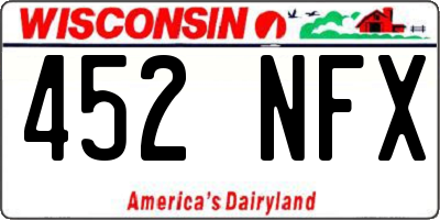 WI license plate 452NFX