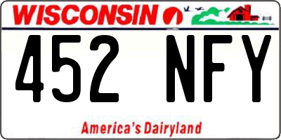 WI license plate 452NFY
