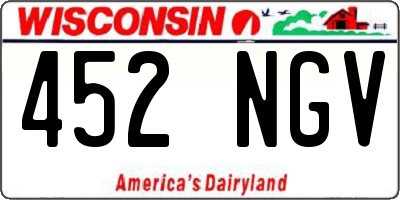 WI license plate 452NGV