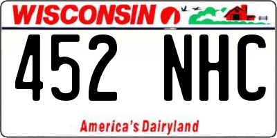 WI license plate 452NHC