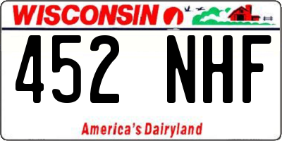 WI license plate 452NHF