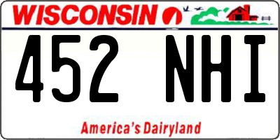 WI license plate 452NHI