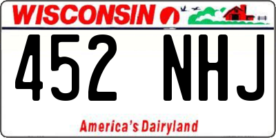 WI license plate 452NHJ