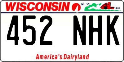 WI license plate 452NHK