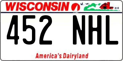 WI license plate 452NHL