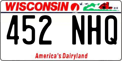 WI license plate 452NHQ