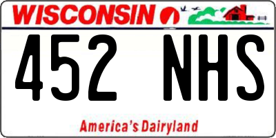 WI license plate 452NHS