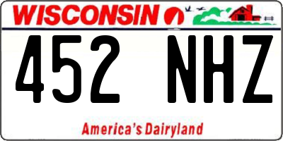 WI license plate 452NHZ