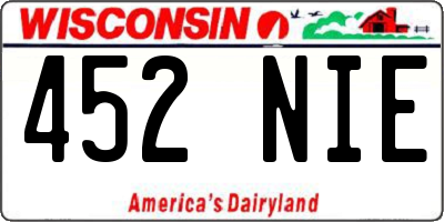 WI license plate 452NIE