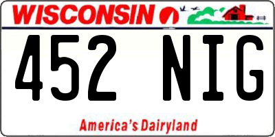WI license plate 452NIG