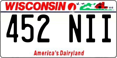 WI license plate 452NII