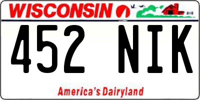 WI license plate 452NIK