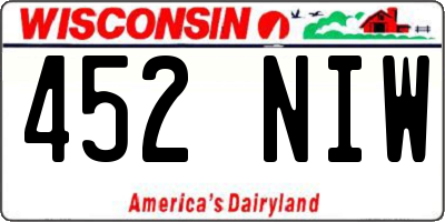 WI license plate 452NIW