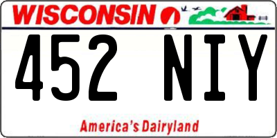 WI license plate 452NIY