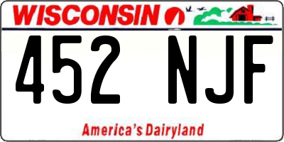 WI license plate 452NJF