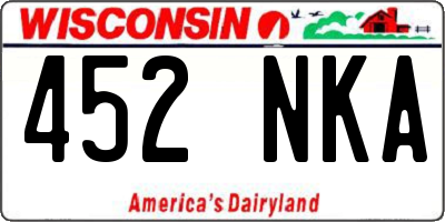 WI license plate 452NKA