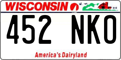 WI license plate 452NKO