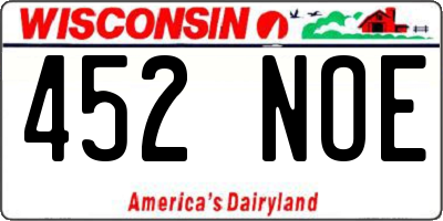 WI license plate 452NOE
