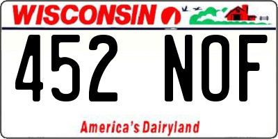 WI license plate 452NOF