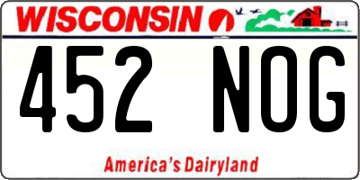 WI license plate 452NOG