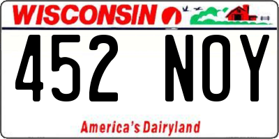 WI license plate 452NOY