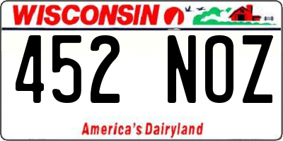WI license plate 452NOZ