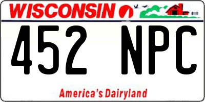 WI license plate 452NPC