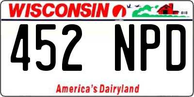 WI license plate 452NPD