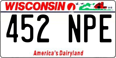 WI license plate 452NPE