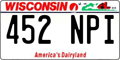 WI license plate 452NPI