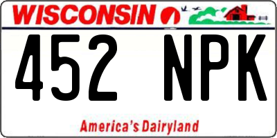 WI license plate 452NPK