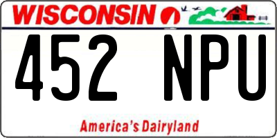 WI license plate 452NPU