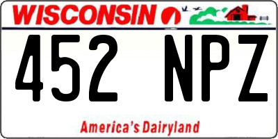 WI license plate 452NPZ