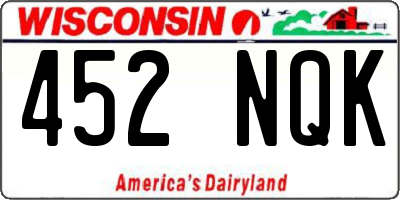 WI license plate 452NQK
