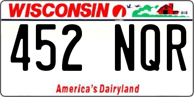WI license plate 452NQR