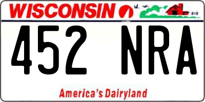 WI license plate 452NRA