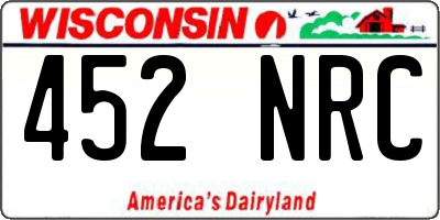 WI license plate 452NRC